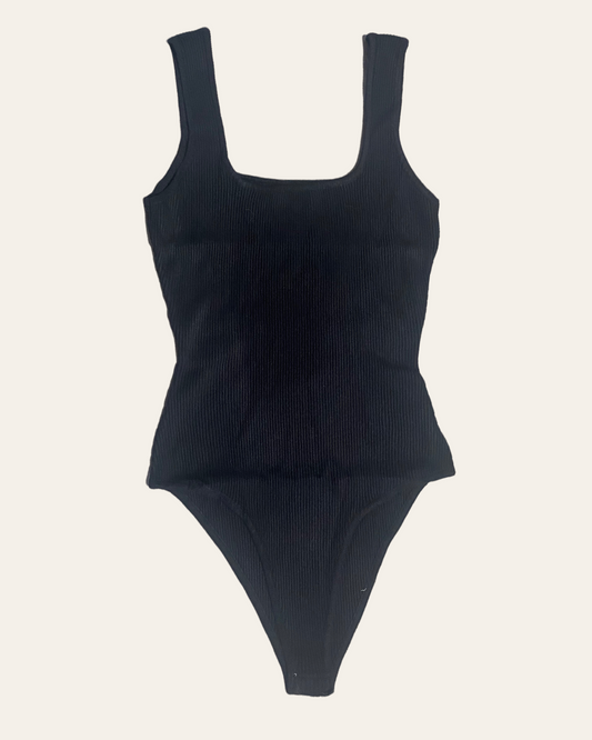Squared Neck Bodysuit (Black)