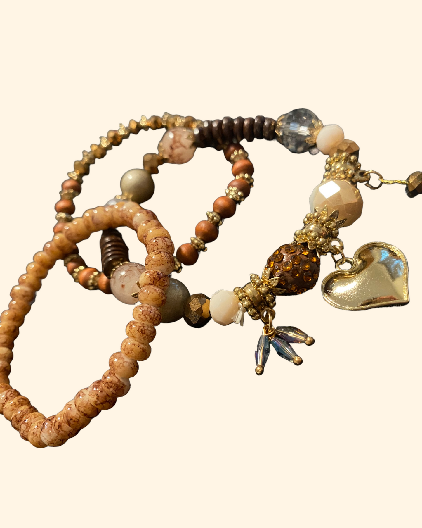 Heart Bracelet Set (Brown)
