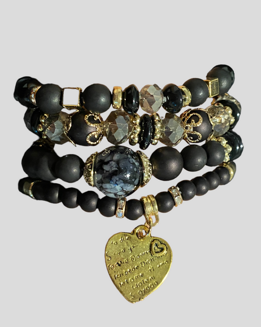 Stealing My Heart Bracelet Set (Black)