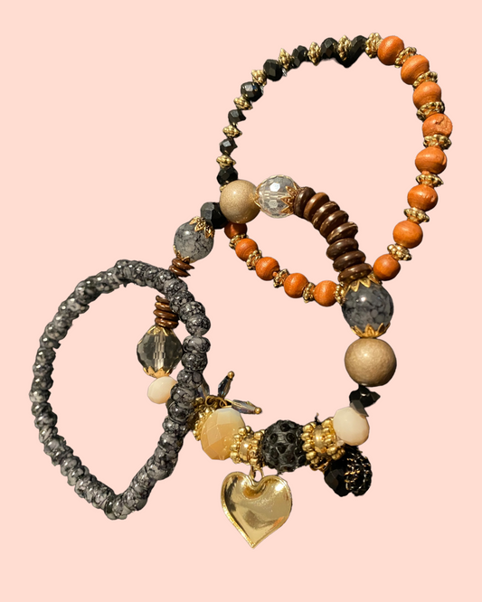 Heart Bracelet Set (Black)