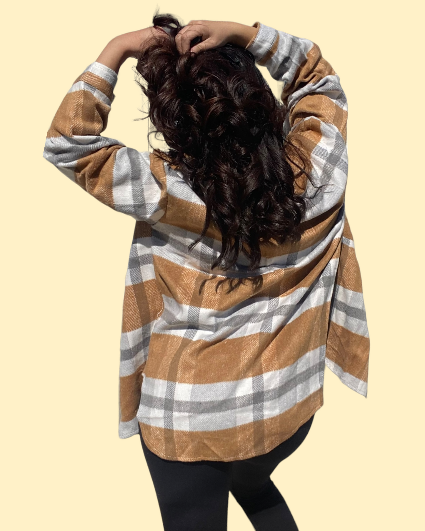 Plaid Button Front Oversized Top (Mustard)