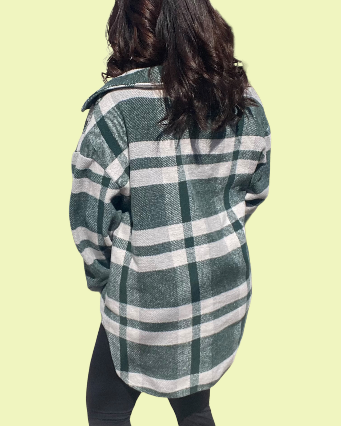 Plaid Button Front Oversized Top (Green)