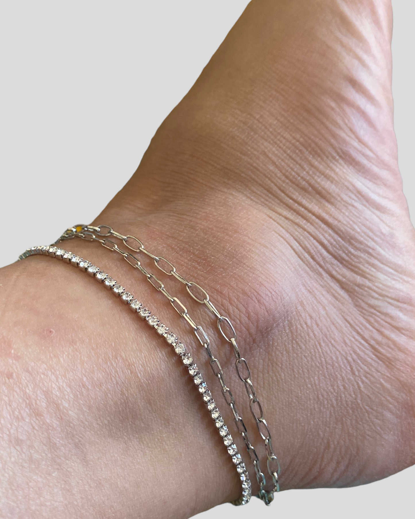 Silver Rhinestone Anklet