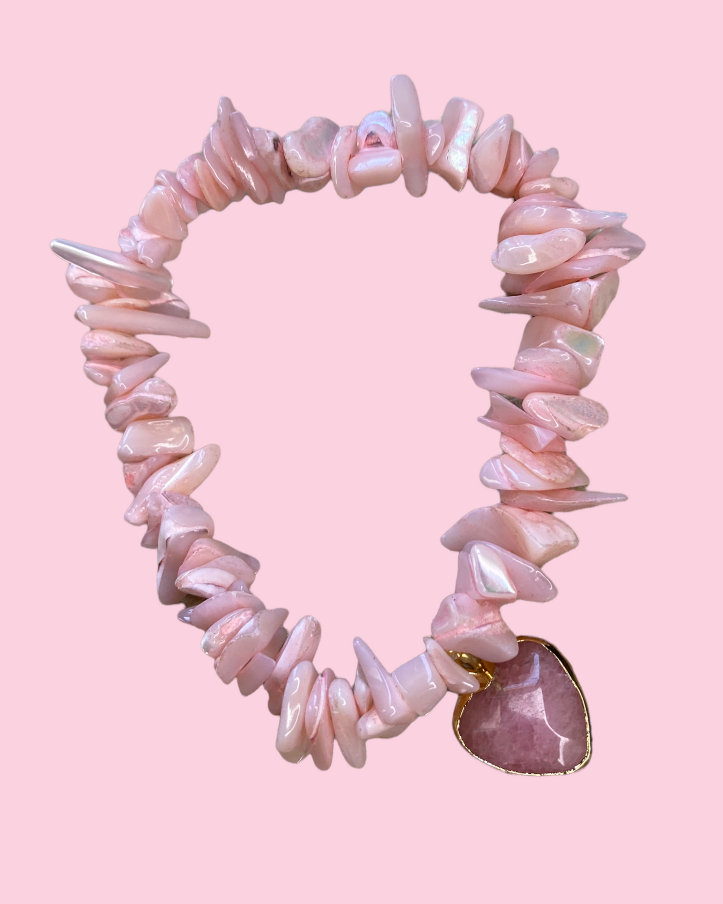 Chipped Rose Quartz Crystal Bracelet