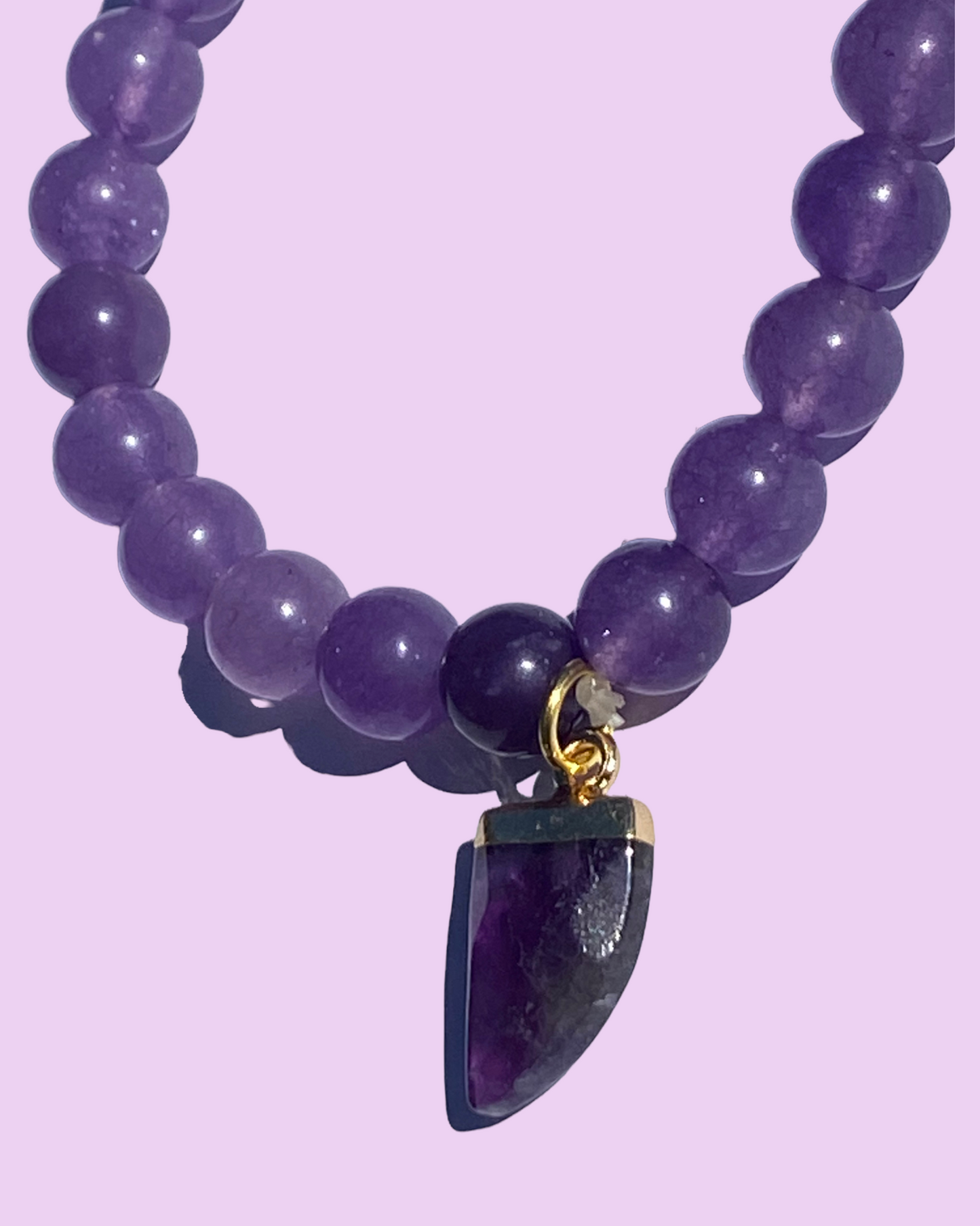Lepidolite Shark Tooth Crystal Bracelet (NEW)