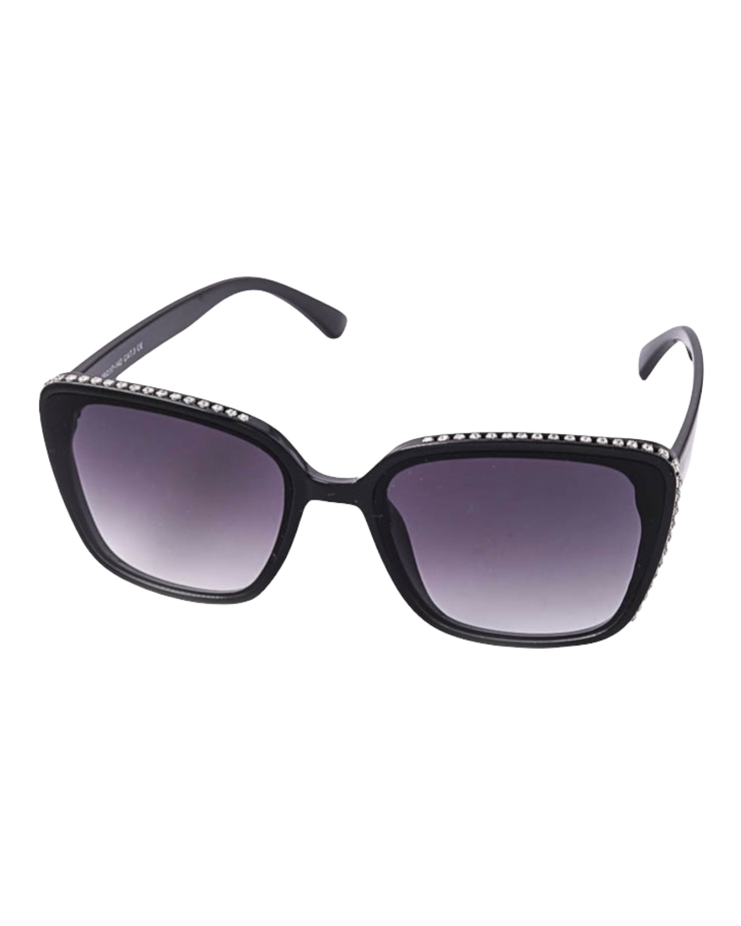Rhinestones Square Sunglasses (Black)