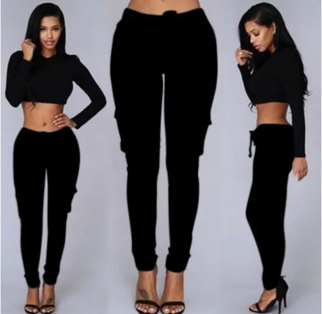 Fitted Side Pocket Pants (Black)
