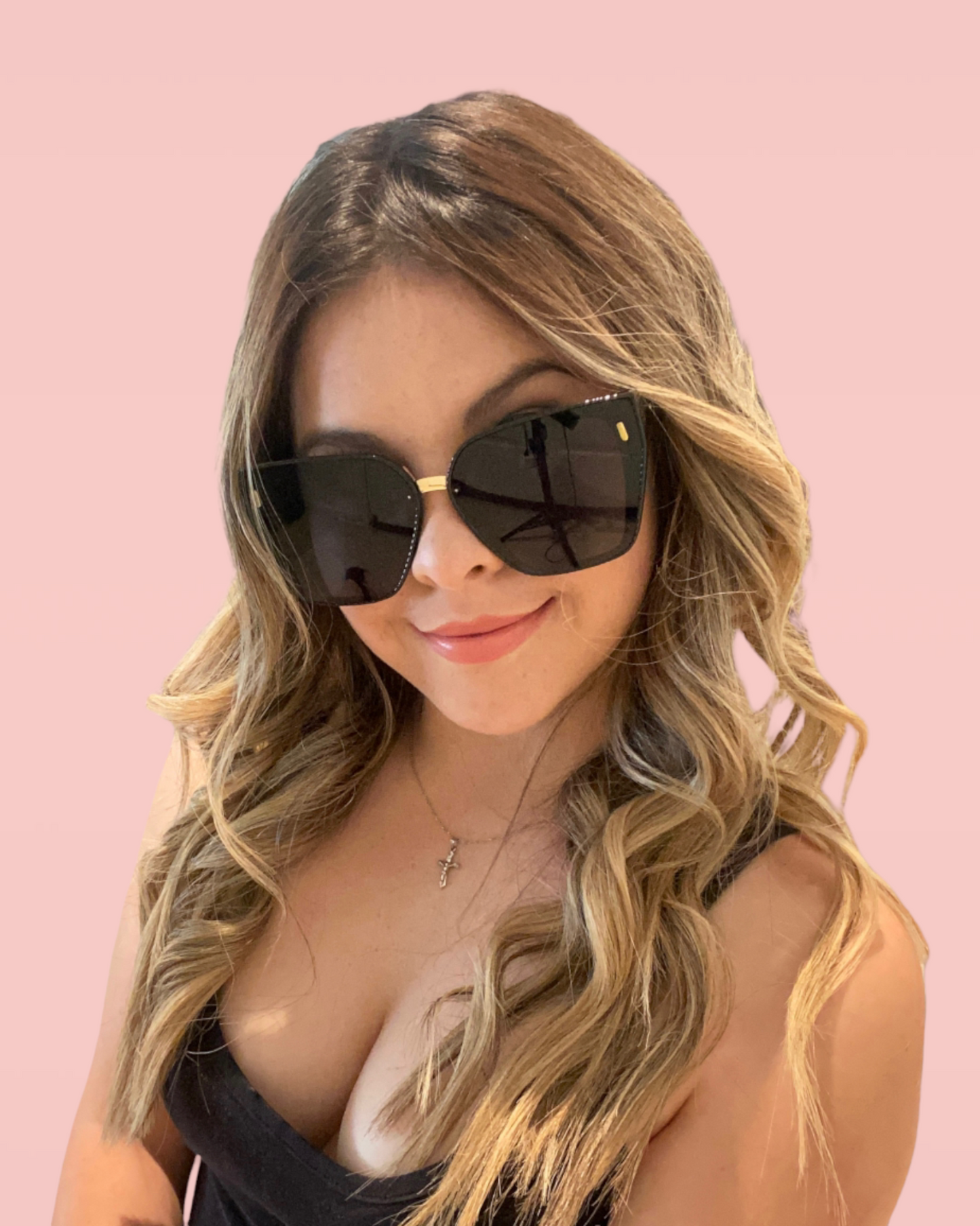 Oversized Cat Eye Sunglasses (Black)
