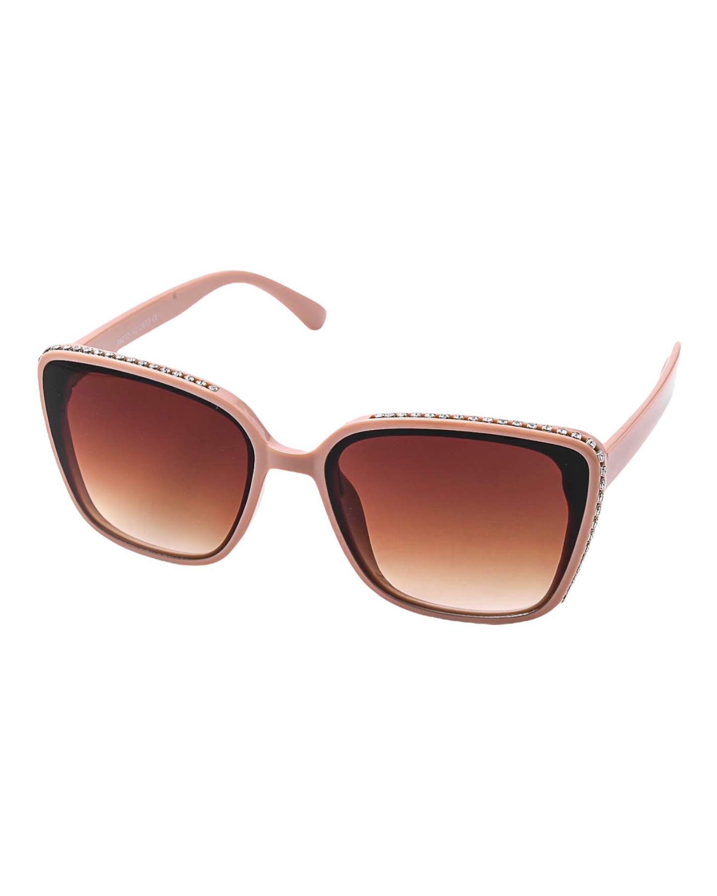Rhinestones Square Sunglasses (Nude)