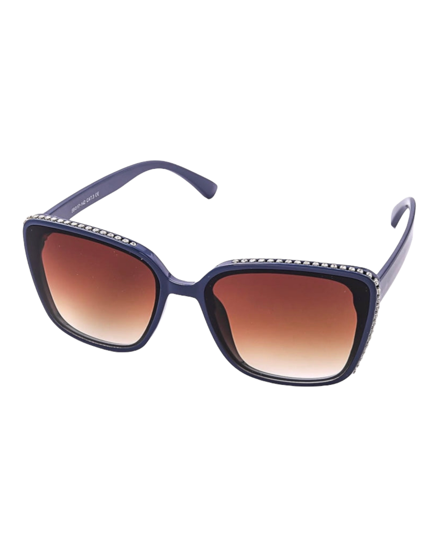 Rhinestones Square Sunglasses (Blue)