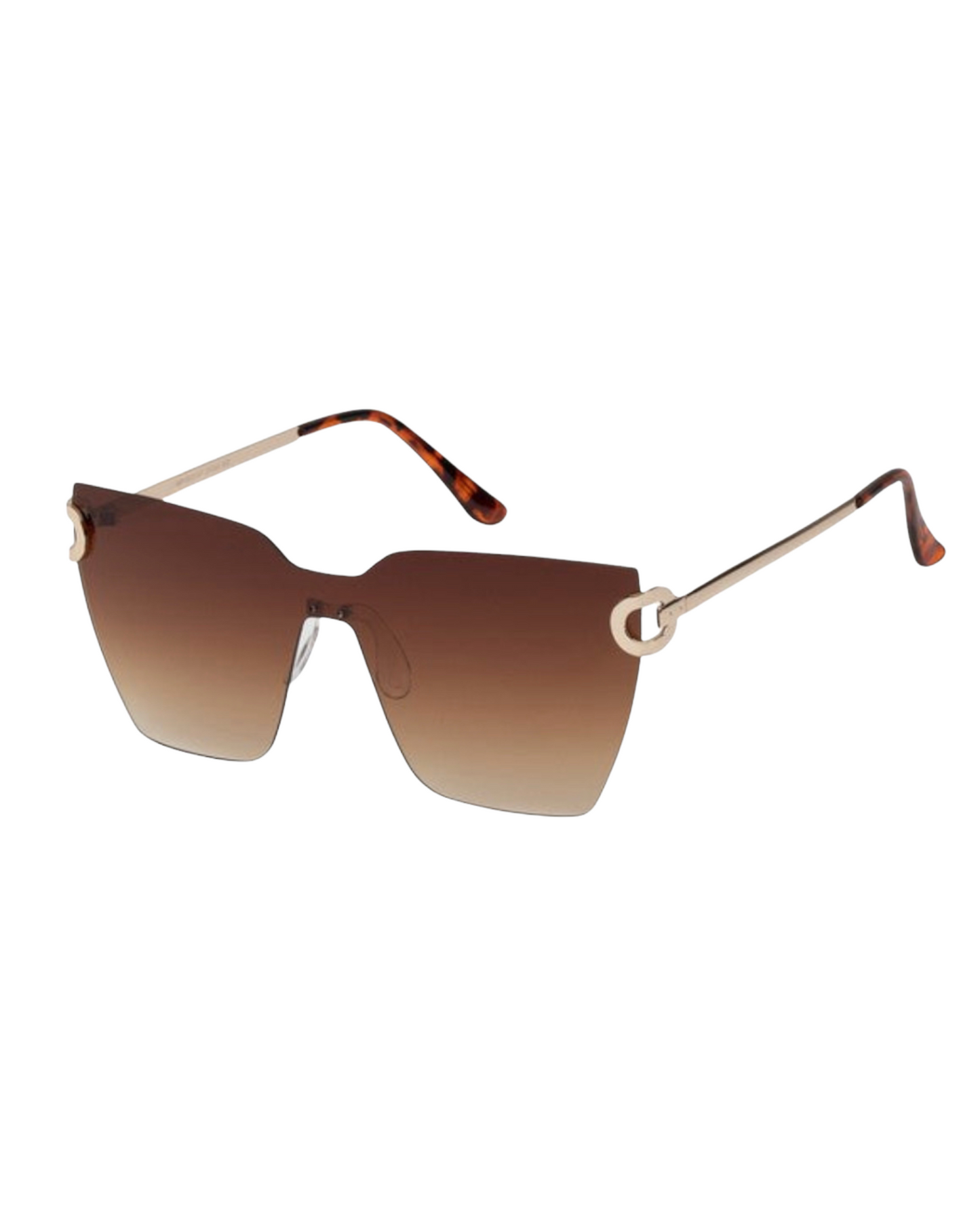 Rimless Square Sunglasses (Brown)